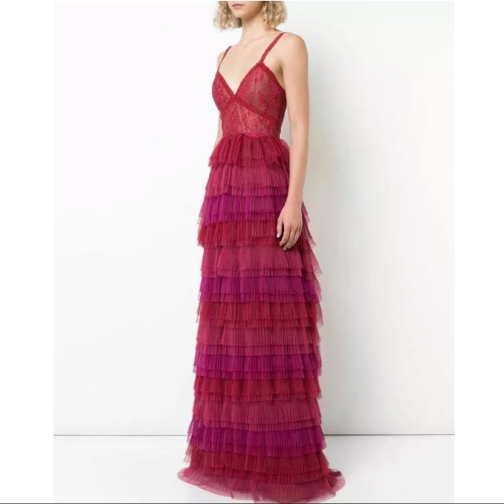 NWT Marchesa Notte Tiered Tulle Evening Gown